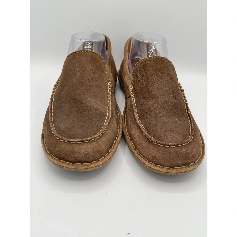 Born Men Brown Suede Loafers Moc Toe Slip On Shoes Size 8.5
